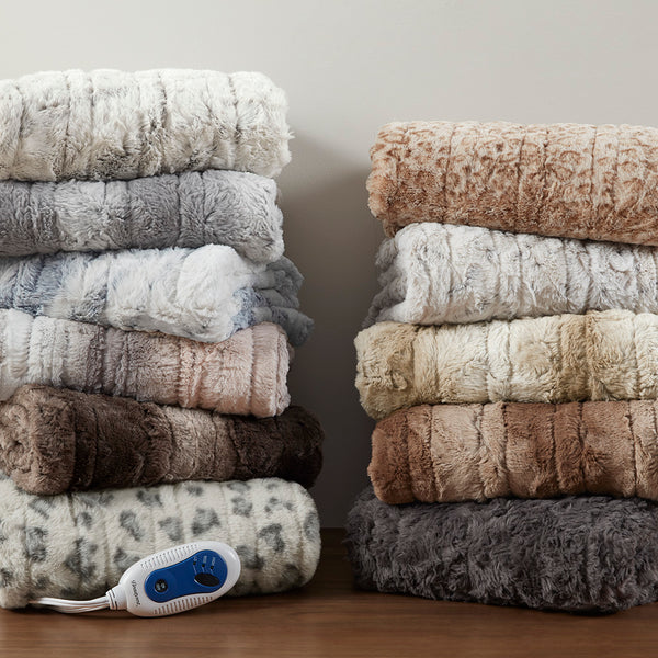 JLA Home Beautyrest - Oversized Luxe Faux Fur Heated Throw with Secure Comfort, Low EMF, OEKO-TEX, 3 Temps & 5-Year Warranty BR54-1370