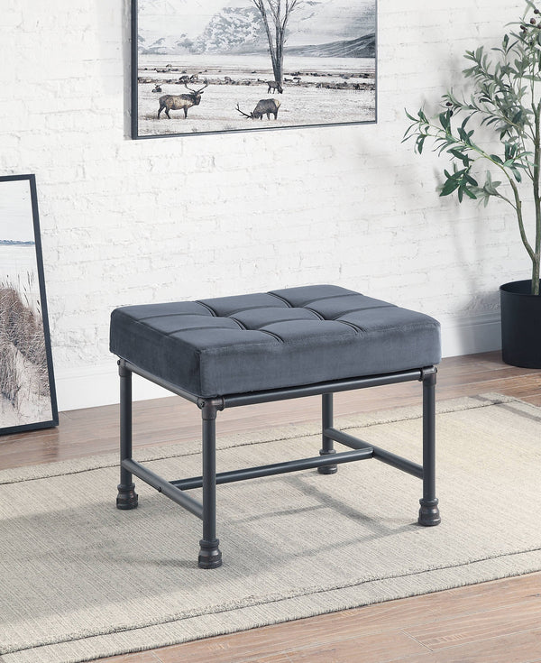 English Elm Brantley Gray Velvet Ottoman with Sandy Gray Finish — Memory Foam Seat, Metal Frame, Accent Pillow Included B2726P287570