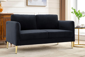 English Elm 60.63" Wide Modern Corduroy Loveseat with Plush 5.5" Cushions, Solid Wood Frame, Space-Saving Design Black B2735P390628