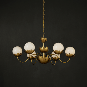 Mirasole Gold Chandelier - Elegant Vintage Design with Adjustable Height & Stunning Glass Globes