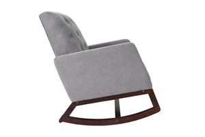English Elm Classic Rocker Chair Diamond Button Tufted Fully Upholstered Rocking Seat with Plush Comfort and Stylish Exposed Legs Espresso,Steel Gray 30 L x 29 W x 20 H B011P375974