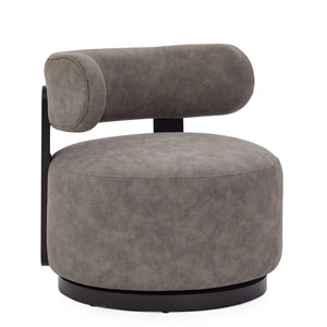 English Elm Wooden Base Barrel Swivel Club Chair Pu Leather Lounge Seat with 360 Degree Rotation N776P422651G