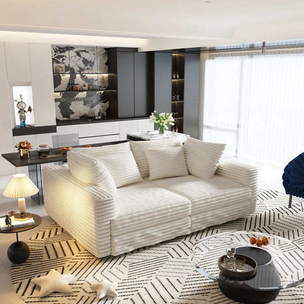 English Elm 102.4" Plush Corduroy 4-Seat Sofa - Cozy, Versatile Cloud Couch With Modular Ottomans For Relaxation W1885S00112