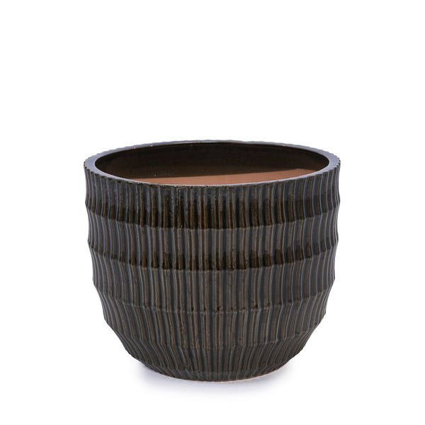 English Elm Set of 4 Fluted Ceramic Flowerpot with Hand-Glazed Finish, High-Temp Fired Durable Planters for Patio W3273P321575