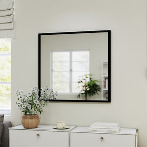 English Elm 80cm Round Float Glass Wall Mirror Polished Edge Vanity Bathroom Hallway Decor Black W3151P265956