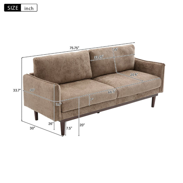 English Elm Modern Chenille Loveseat with Pocket Spring Cushions and Rubberwood Legs for Living Room N763P347228D