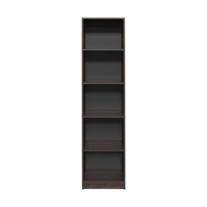 English Elm XS Compact Bookcase 5-Shelf Slim Bookshelf in Dark Walnut & Black Wengue — Space-Saving, Durable Storage B097P350331