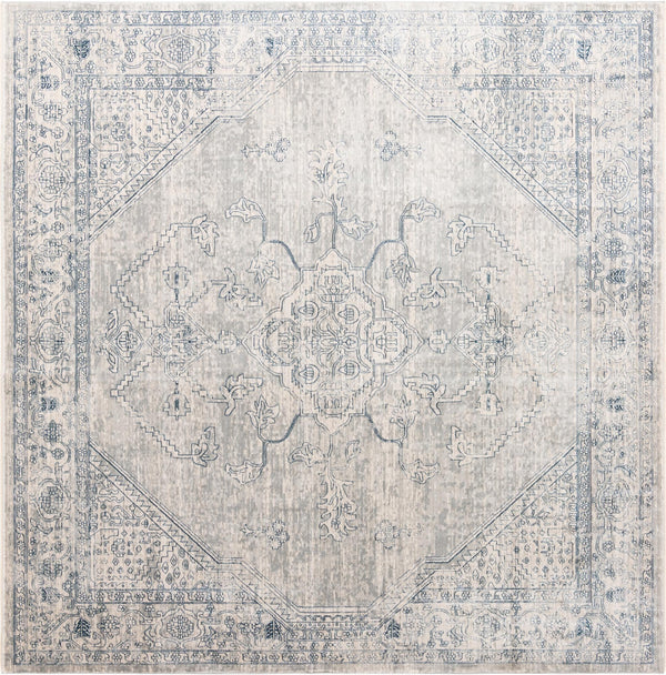 Unique Loom Newport Ochre Machine Made Border Rug Gray, Ivory 10' 2" x 10' 2"