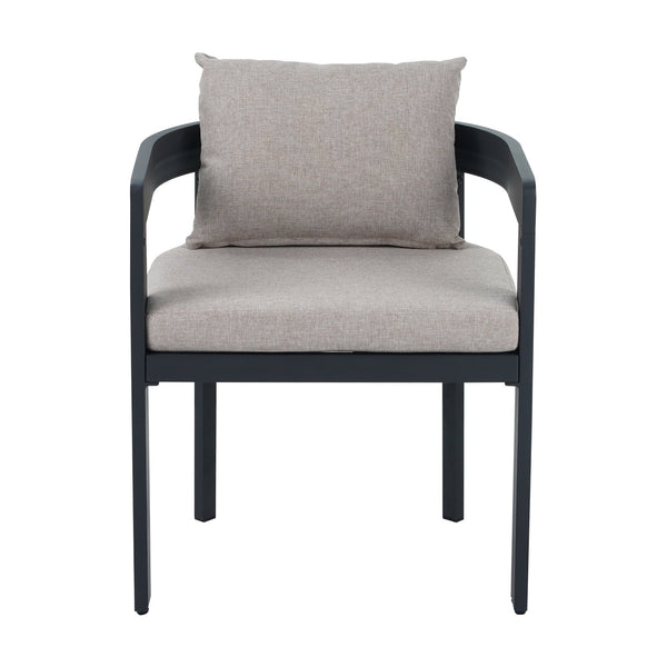 English Elm Christopher Knight Home® - Elko Aluminum Dining Chairs Set of 2 — Dark Gray Rust-Resistant Frames with Plush Beige Cushions N775P210128B