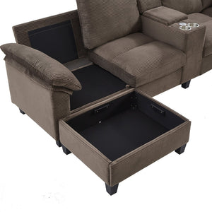 English Elm Swivel Barrel Accent Chair Chenille Tufted Round Club Seat for Living Room Lounge Brown N719S002180D