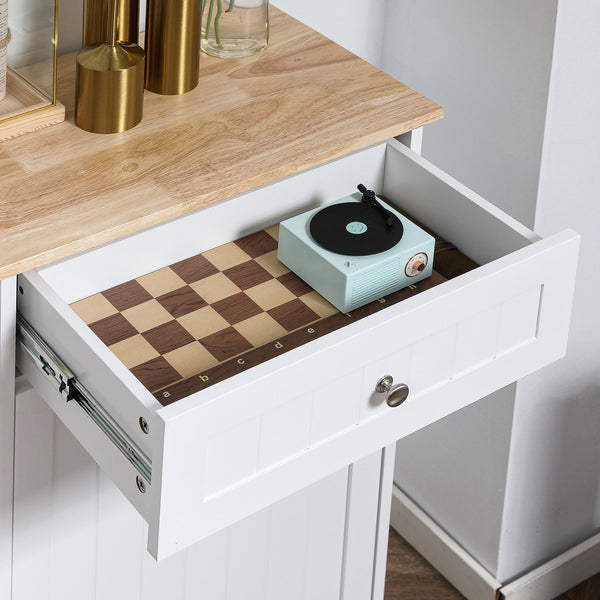 English Elm Homcom Kitchen Tilt-Out Trash Bin Cabinet With Drawer – Stylish, Space-Saving Recycling Solution! W2225P217731