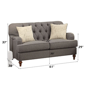 English Elm Alianza Button-tufted Fabric Loveseat with Oak Bun Legs and English Arms B2726P454999