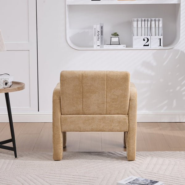 English Elm Modern Ergonomic Armchair with Generous Curved Armrests, Chenille Upholstery, 500lb Capacity, Cozy Lounge Seat Mustard yellow W395P380518