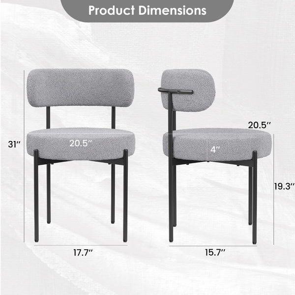 English Elm Dining Chair Set of 4 Sherpa Upholstered Button Tufted Mid Century Modern Seating T3623P431463