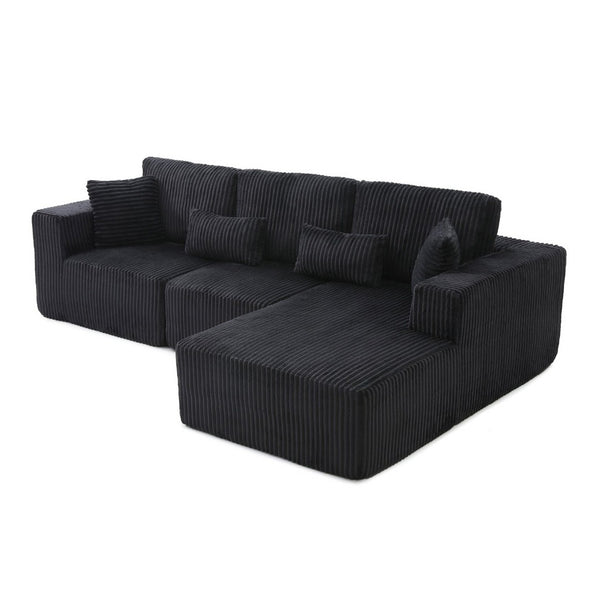 English Elm 109'' Modular L-shape Sectional Deep Seat Corduroy Couch for Living Room Lounge W1117S00304