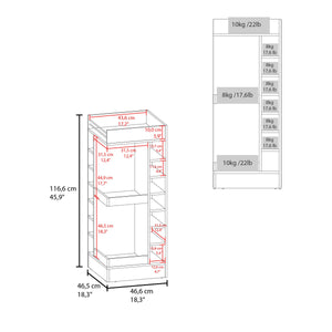 English Elm Natural Oak Tall Bar Cabinet with Built-In Wine Rack, 4 Open Shelves for Stylish Storage & Décor B062P290259