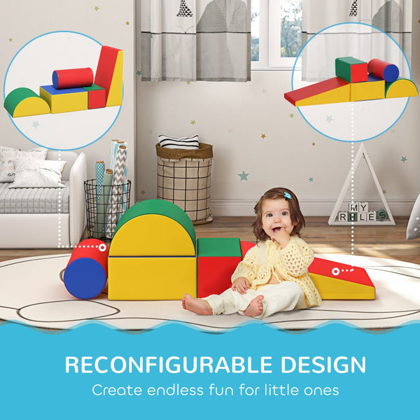 English Elm Soozier 5 Piece Foam Climbing Play Set for Toddlers with Faux Leather Wipe Clean Blocks W2225P249706