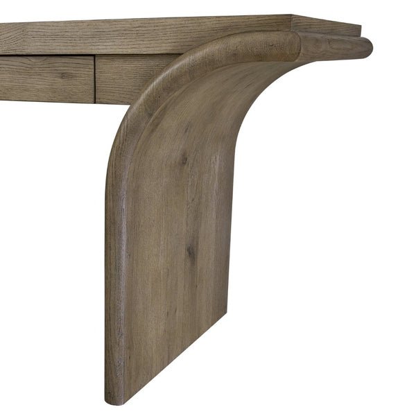 English Elm English Knotty Oak Veneer Waterfall Writing Desk with Storage Drawer for Home Office B2699P443212