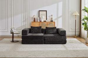 English Elm Compression Convertible Floor Sofa Bed - Flexible Modular Chenille Loveseat For Small Spaces, No Assembly! W3723P345650