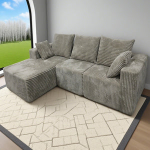 English Elm Corner Modular Sectional Sofa with Plush Fabric Converts to Loveseat or Guest Bed Gray W3064S00002