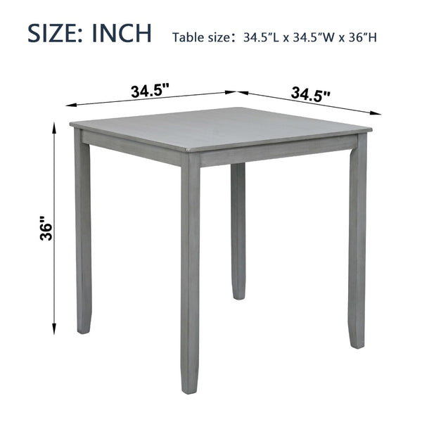 English Elm Wooden Counter Height Dining Table For Small Spaces, Stylish Gray Finish, Seats 4 Comfortably W1998126370-GIGA