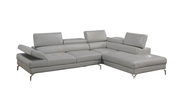 English Elm Light Gray Contemporary 2pc Sectional Sofa Set with Right Chaise, Adjustable Headrests & Armrest B011S01202