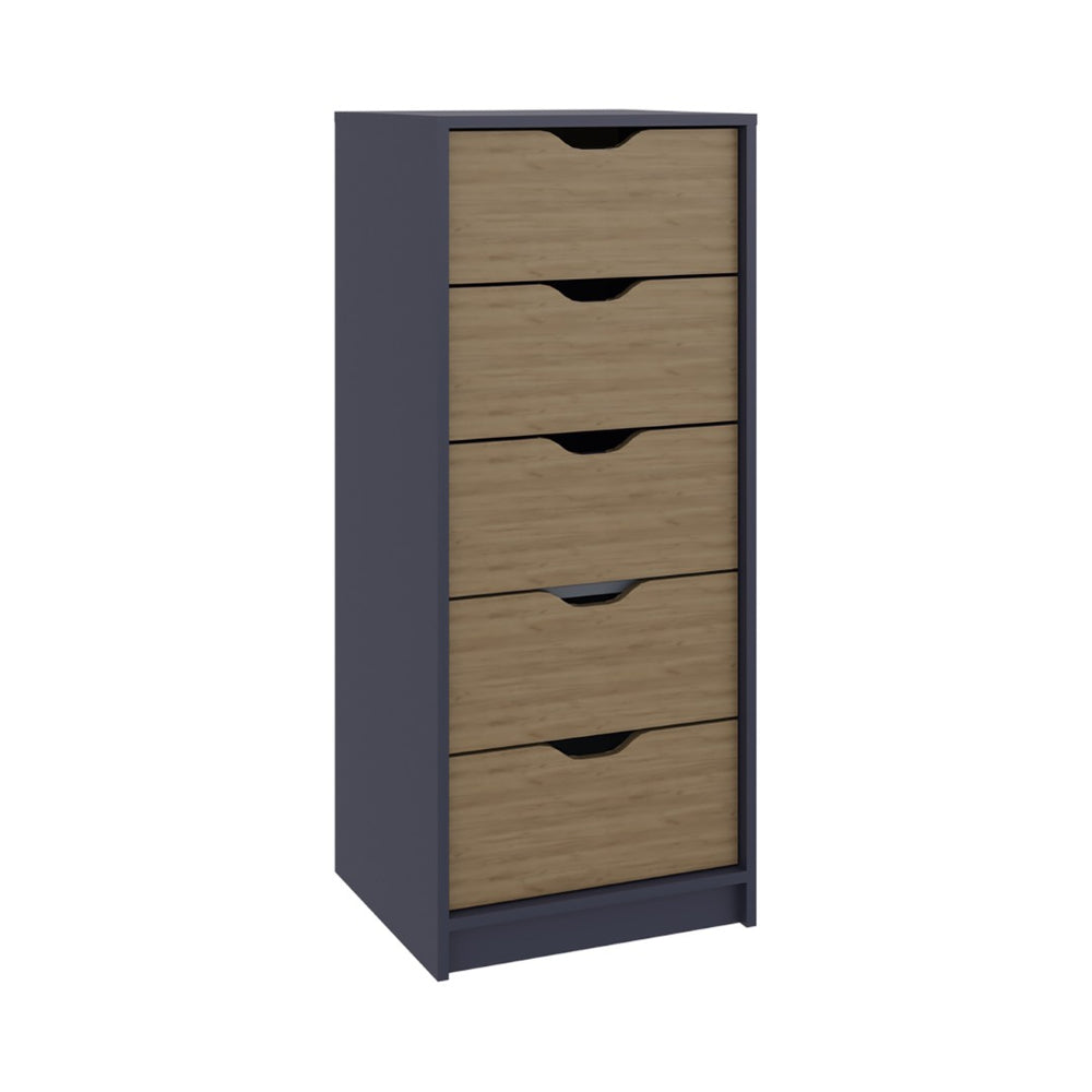 English Elm Basilea Narrow 5 Drawer Tall Chest Slim Vertical Storage for Bedroom or Closet B200P460155