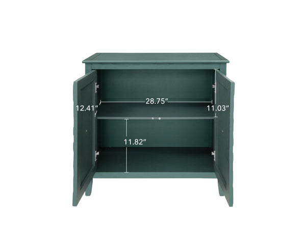 English Elm Geometric Diamond Embossed Sideboard Cabinet Matte Vintage Mdf Entryway Storage Green W688P364740