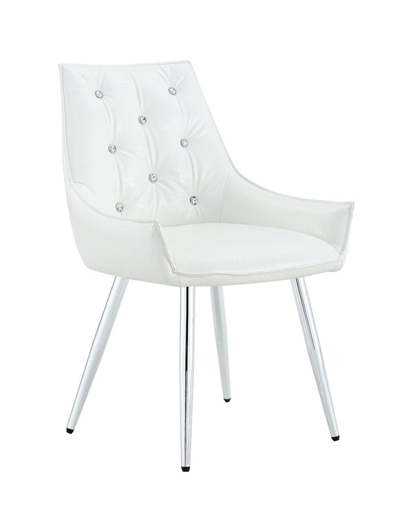 English Elm Crocodile Textured Pu Leather Accent Chair Diamond Tufted with Chrome Metal Legs W3493P456345