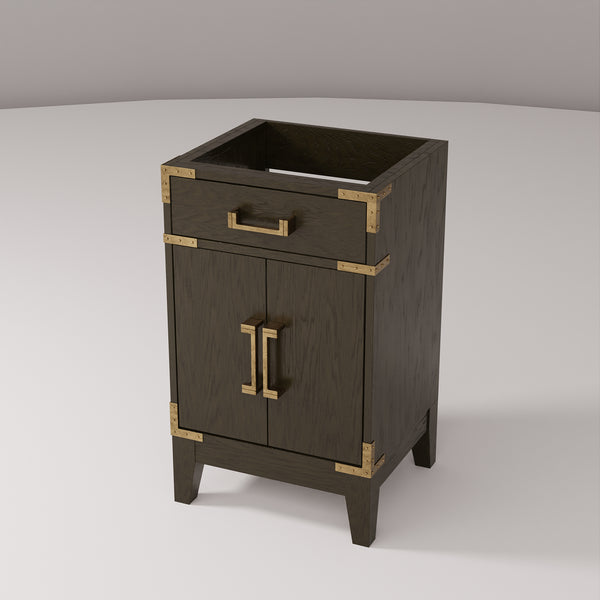 English Elm Brown Oak Single Bath Vanity - Elegant 20" Modern Design With Soft-Close Hinges & Ample Storage B2731P259728