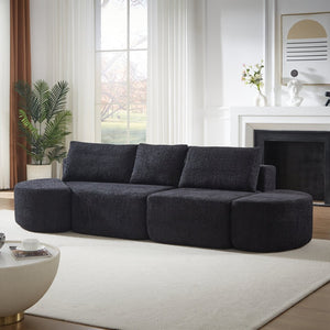English Elm [video]106.3-inch V-shape Modular Chenille Sectional Sofa with Ottomans for Living Rooms W3505P383965