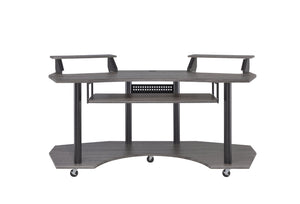 English Elm 71" Eleazar Wide Format Recording Studio Desk Black Oak Finish with Keyboard Shelf B2726S00133