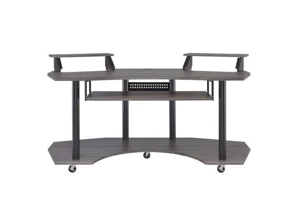 English Elm 71" Eleazar Wide Format Recording Studio Desk Black Oak Finish with Keyboard Shelf B2726S00133