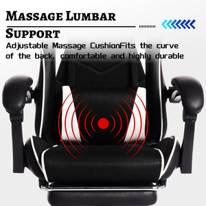 English Elm Deepfurniture Racing Style Gaming Chair Pu Leather Massage Lumbar Footrest Home Office W3860P428603