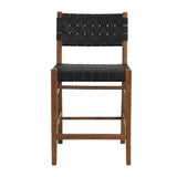 Christopher Knight Home® - Noble House - - 24.25'' Classic Counter Stools Set Of 2,Black Pu Counter Stools With Rubberwood Frame,Leather Cross-Woven Back And Seat Surface,Suitable For Kitchen/Bedroom/Dining Room