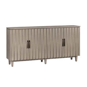 Crestview Collection Transitional Media Sideboard - Stylish Tan Finish, Slat Pattern Doors & Organized Storage Solutions Tan Solid Wood Cvfdr1222