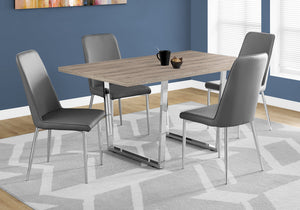 English Elm Dining Table, 60" Rectangular Taupe Laminate With Chrome Legs – Modern Versatile Centerpiece For Any Space B2710P286991