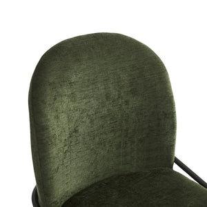 English Elm Modern Curved High Back Dining Chairs with Bronze Iron Frame Linen Upholstery Set of 2 N762P288935F