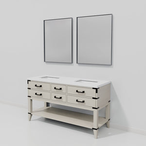 English Elm White Oak Double Bath Vanity With Cultured Marble Top & Mirrors - Elegant Storage For Any Bathroom B2731S01636-GIGA