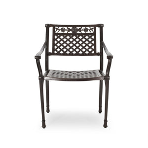 English Elm Christopher Knight Home® - CANTERBURY Cast Chair Bronze Aluminum Outdoor Dining Chair with Lattice Floral Design, Durable 31.5"H 66738.00HMBRZ