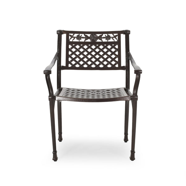English Elm Christopher Knight Home® - CANTERBURY Cast Chair Bronze Aluminum Outdoor Dining Chair with Lattice Floral Design, Durable 31.5"H 66738.00HMBRZ