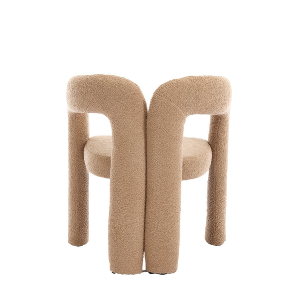 English Elm Contemporary Velvet Upholstered Barrel Accent Chair Set of 2 with Foam Seat, Steel Frame, Plush Upholstery Camel Teddy W395P224766