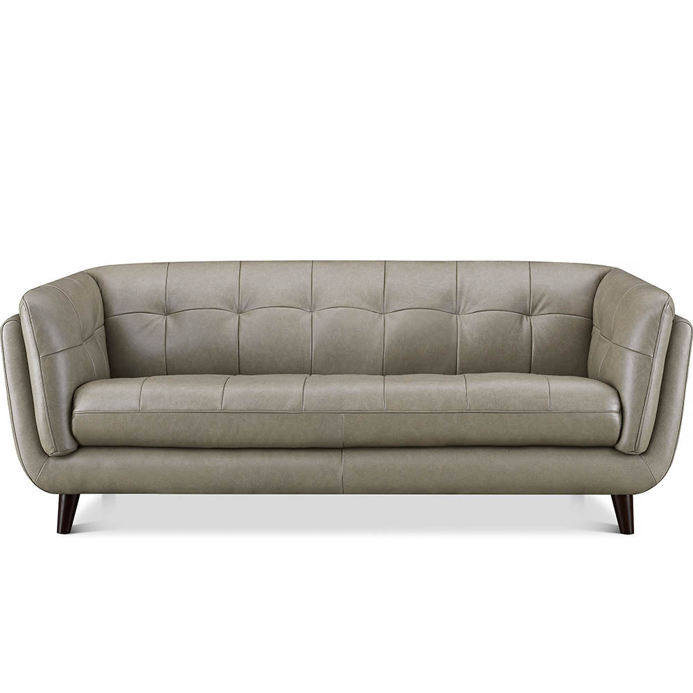 English Elm Solana Gray Leather Sofa with Top-Grain Seating, Pocket Coil Comfort, Kiln-Dried Frame Durability B2705P338091