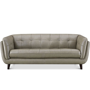English Elm Solana Gray Leather Sofa with Top-Grain Seating, Pocket Coil Comfort, Kiln-Dried Frame Durability B2705P338091