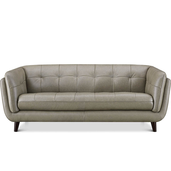 English Elm Solana Gray Leather Sofa with Top-Grain Seating, Pocket Coil Comfort, Kiln-Dried Frame Durability B2705P338091