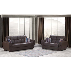 English Elm PrimeNest NimbusFlow Convertible Upholstered Loveseat with Storage, Chenille Comfort, Space-Smart Design Brown PU B030P281744