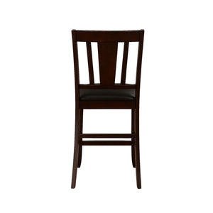 English Elm Set of 2 Espresso Counter Height Chairs with Faux Leather Seats, Slatted Back & Durable Finish B016P355892