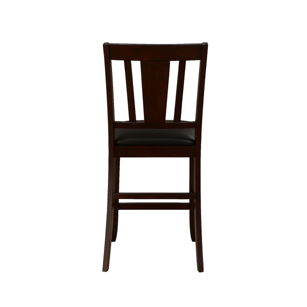 English Elm Set of 2 Espresso Counter Height Chairs with Faux Leather Seats, Slatted Back & Durable Finish B016P355892