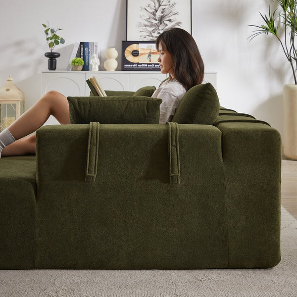 English Elm Modern Chenille Modular Sectional Sofa Set - L-Shaped Couch With 6 Pillows For Cozy Living Room Style W834S00395