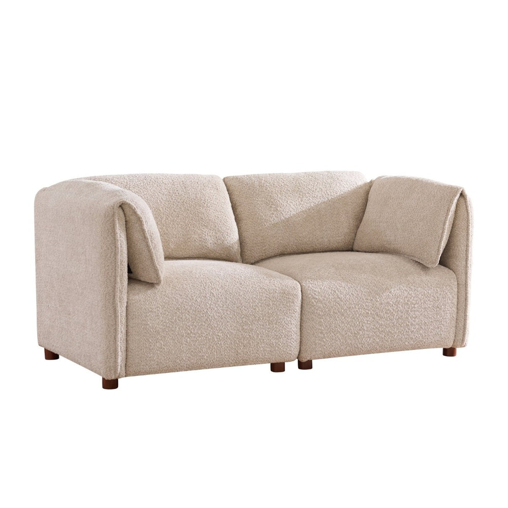 English Elm Aura Boucle Modular Sectional Sofa Low Profile 2 Seat Contemporary Living Room N773P386676S